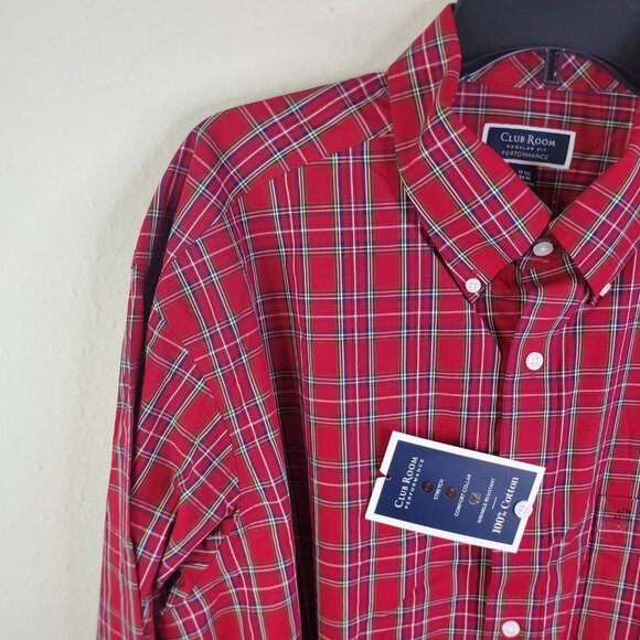 Club Room Mens Red Cotton Regular Fit Button Down Shirt L - Picture 4 of 10